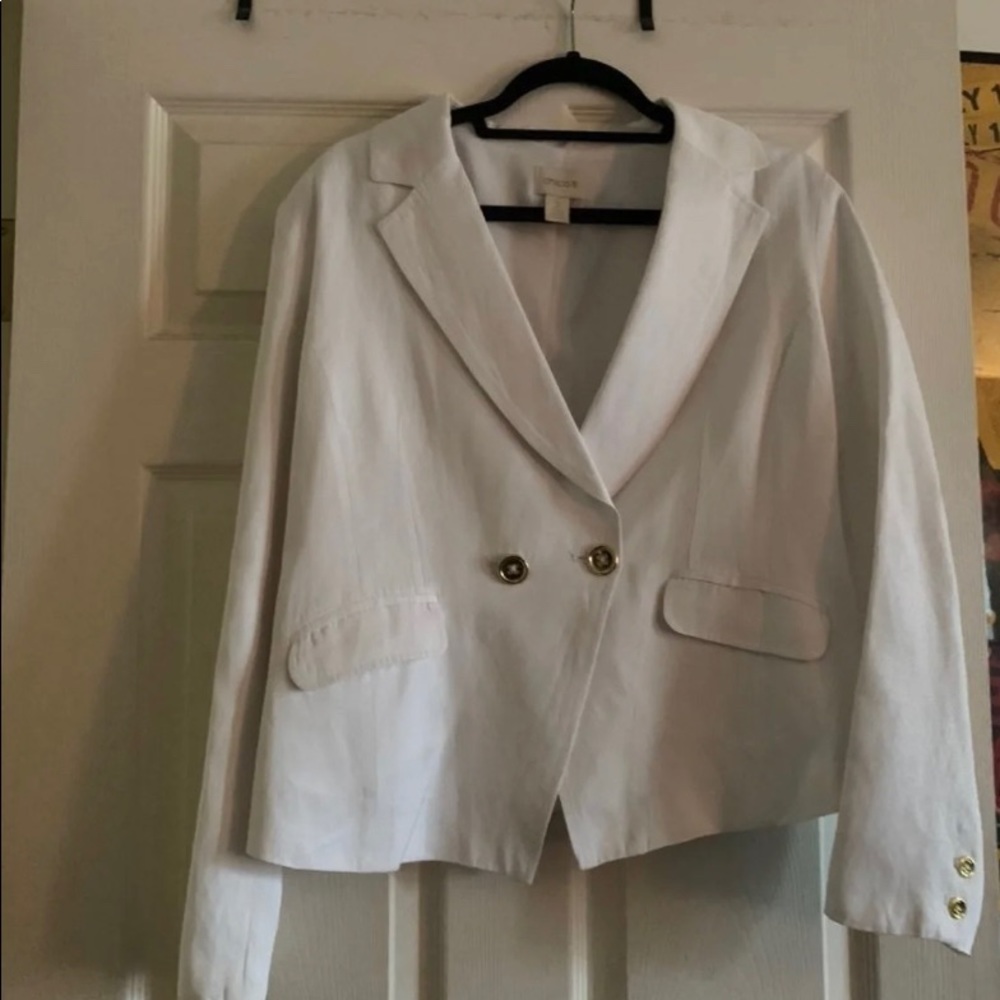 Chico’s White Blazer with Gold Buttons Size 2